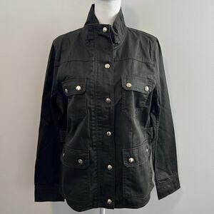 J.Crew Olive Green Relaxed Boyfriend Military Style Button Down Jacket